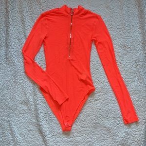 Neon orange bodysuit (see through) Size Small Forever 21